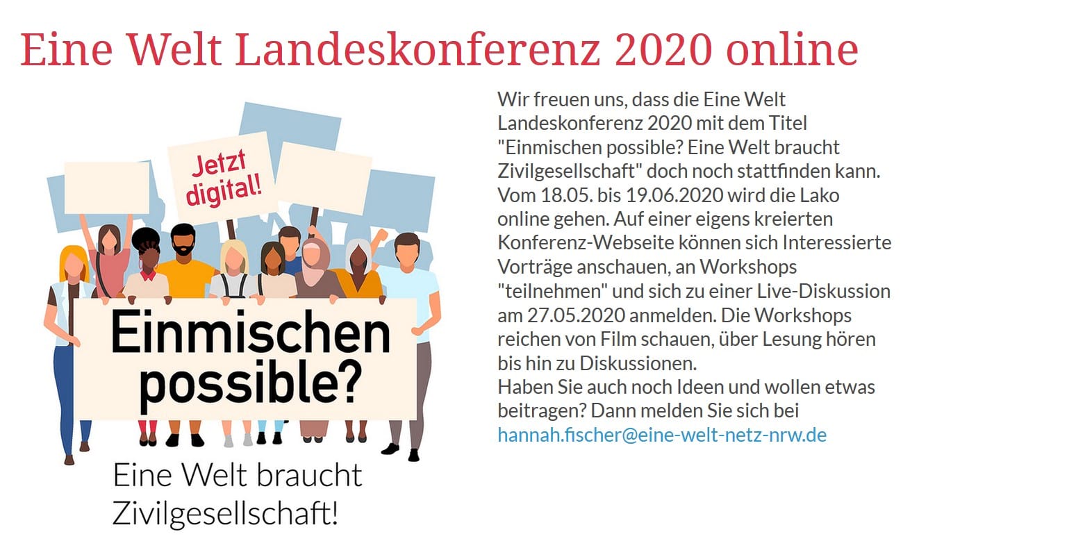 Eine Welt Landeskonferenz 2020 online